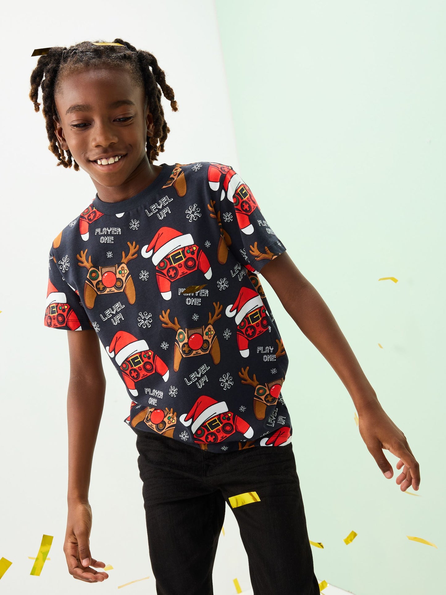 Dsiney Kidz - Black Controller Christmas Short Sleeve T-Shirt (3-16yrs) image 2