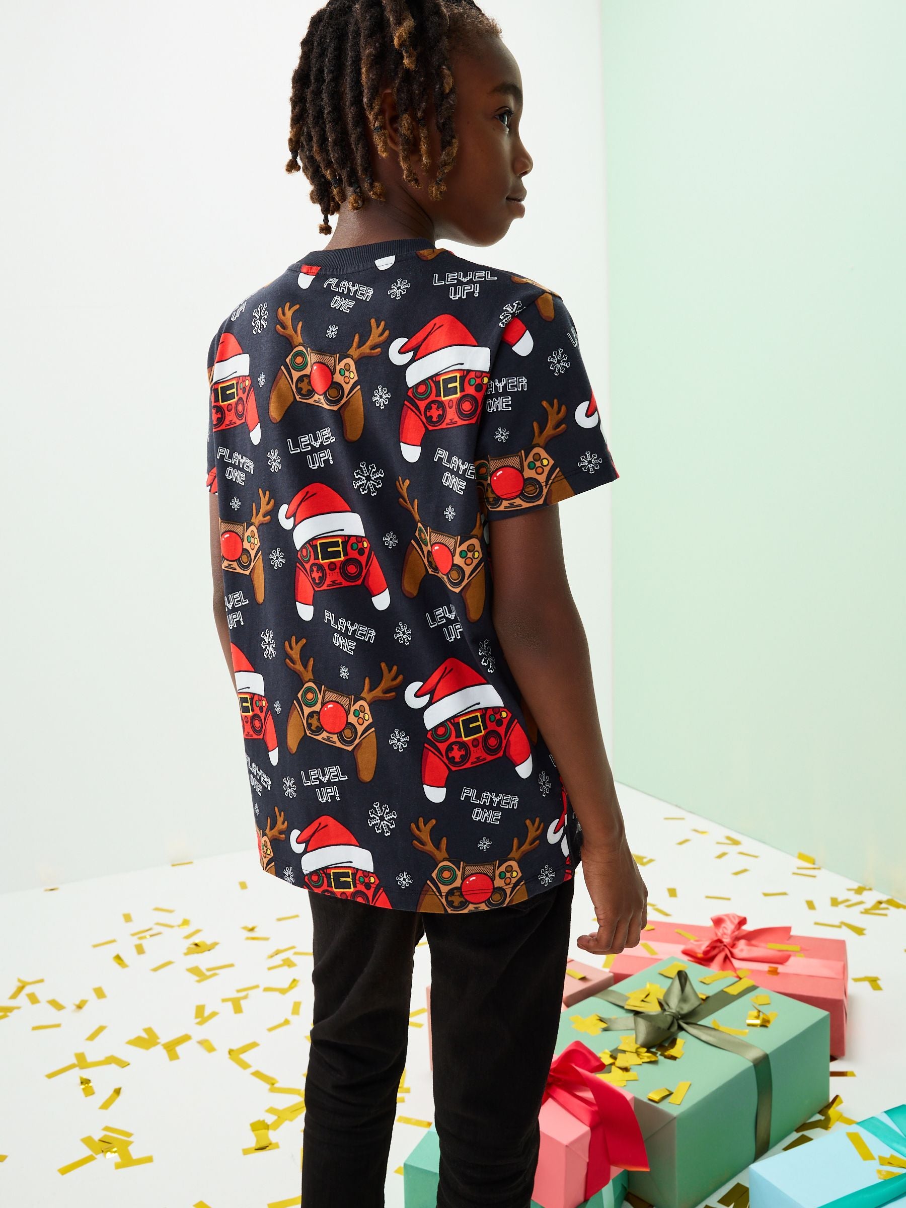 Dsiney Kidz - Black Controller Christmas Short Sleeve T-Shirt (3-16yrs) image 3