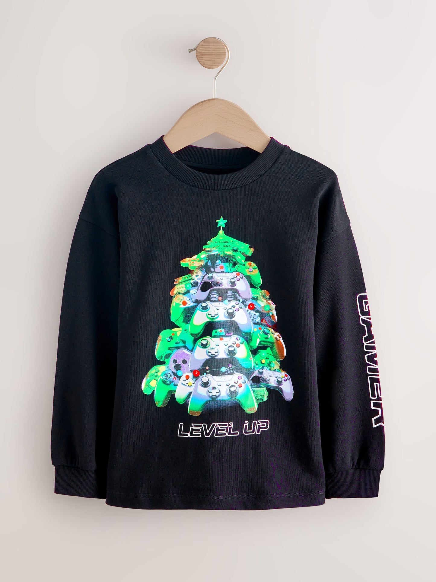 Dsiney Kidz - Black Heavyweight Controller Christmas Long Sleeve T-Shirt (3-16yrs) image 4