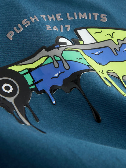 Dsiney Kidz - Navy Blue Racing Car Relaxed Fit Graphic Long Sleeve Cotton T-Shirt (3-16yrs) image 4