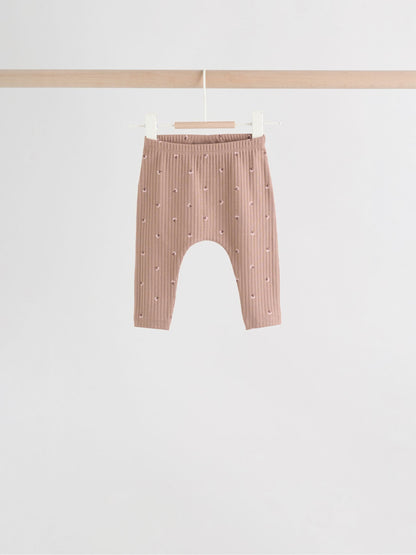 Pink/ Cream/ Brown Print Long Sleeve Top And Leggings Set 6 Piece (0mths-3yrs) image 3