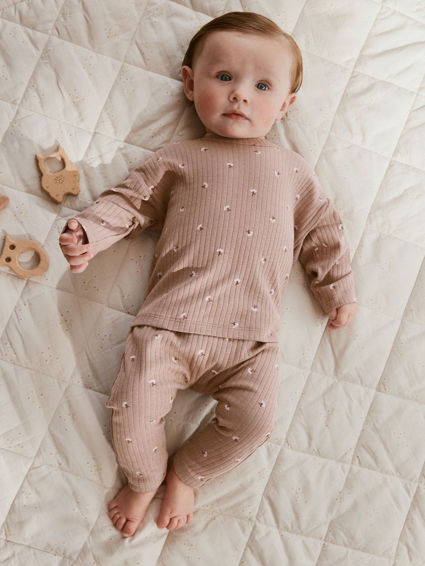 Dsiney Kidz - Pink/ Cream/ Brown Print Baby Long Sleeve Top And Leggings 6 Piece Set (0mths-2yrs) image 2