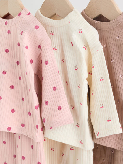 Pink/ Cream/ Brown Print Long Sleeve Top And Leggings Set 6 Piece (0mths-3yrs) image 7