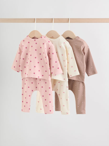 Dsiney Kidz - Pink/ Cream/ Brown Print Baby Long Sleeve Top And Leggings 6 Piece Set (0mths-2yrs) image 1