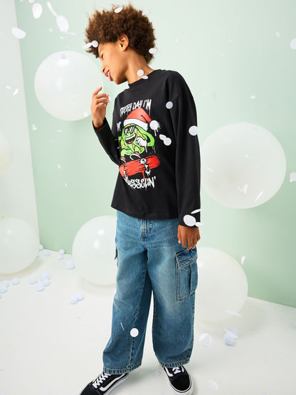 Dsiney Kidz - Black Graffiti Brussel Christmas Long Sleeve T-Shirt (3-16yrs) image 2