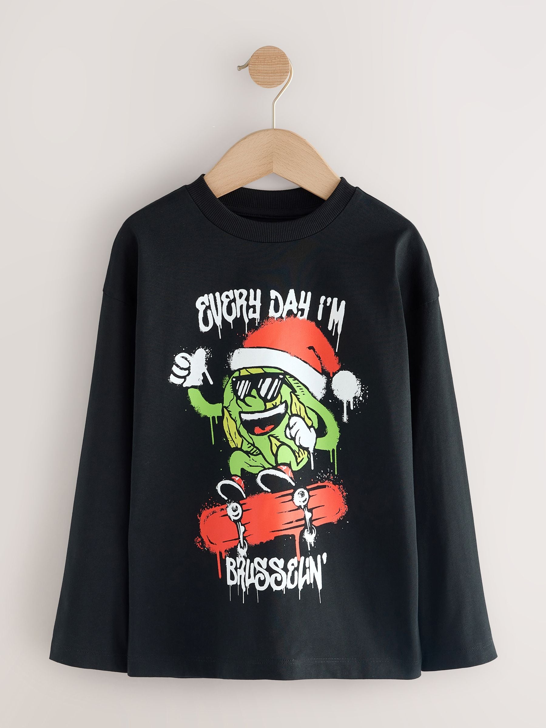 Dsiney Kidz - Black Graffiti Brussel Christmas Long Sleeve T-Shirt (3-16yrs) image 4