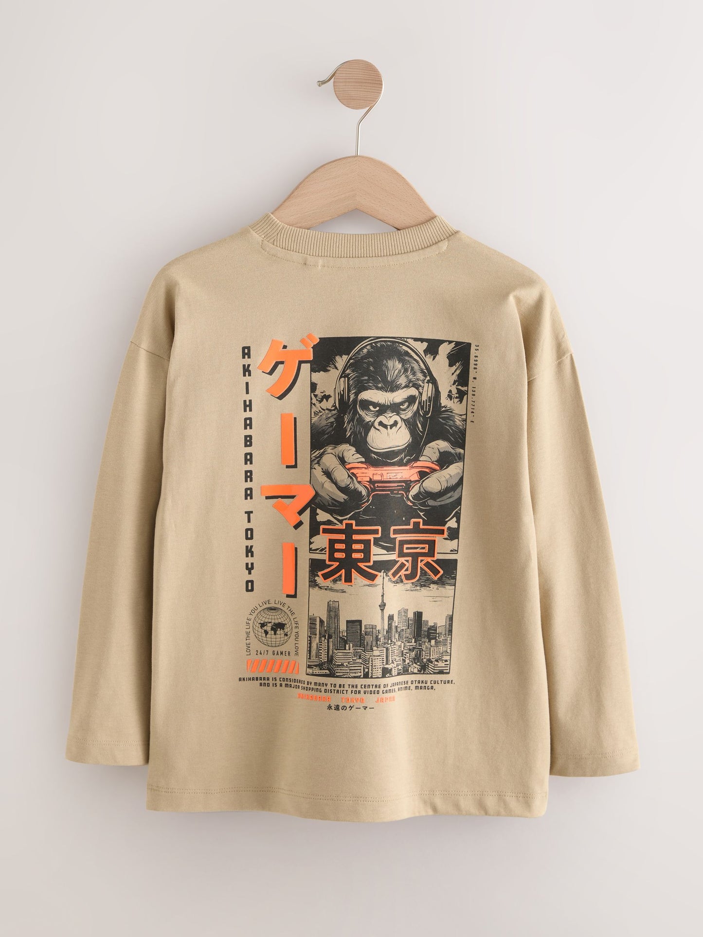 Dsiney Kidz - Stone Gorilla Gamer Relaxed Fit Graphic Long Sleeve Cotton T-Shirt (3-16yrs) image 6