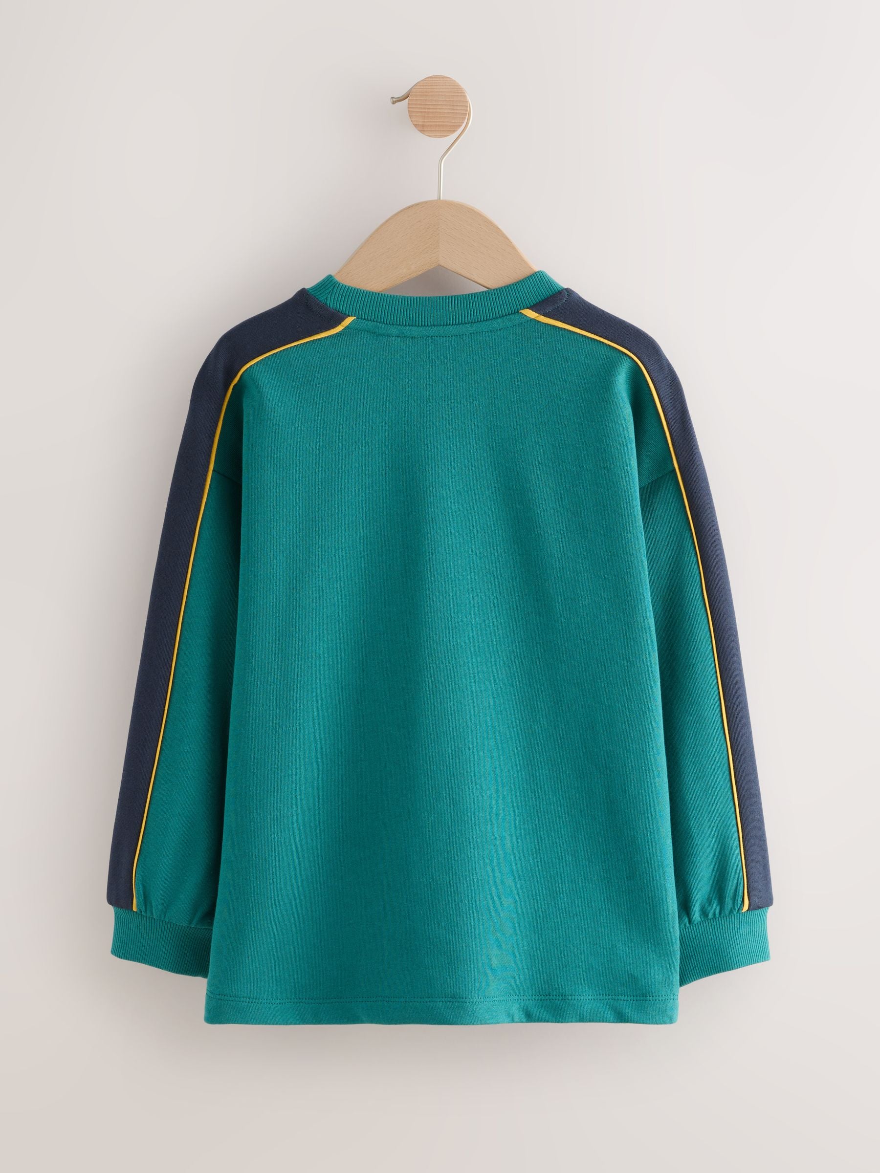 Dsiney Kidz - Green/Black Relaxed Fit Heavyweight Long Sleeve Colourblock T-Shirt (3-16yrs) image 2