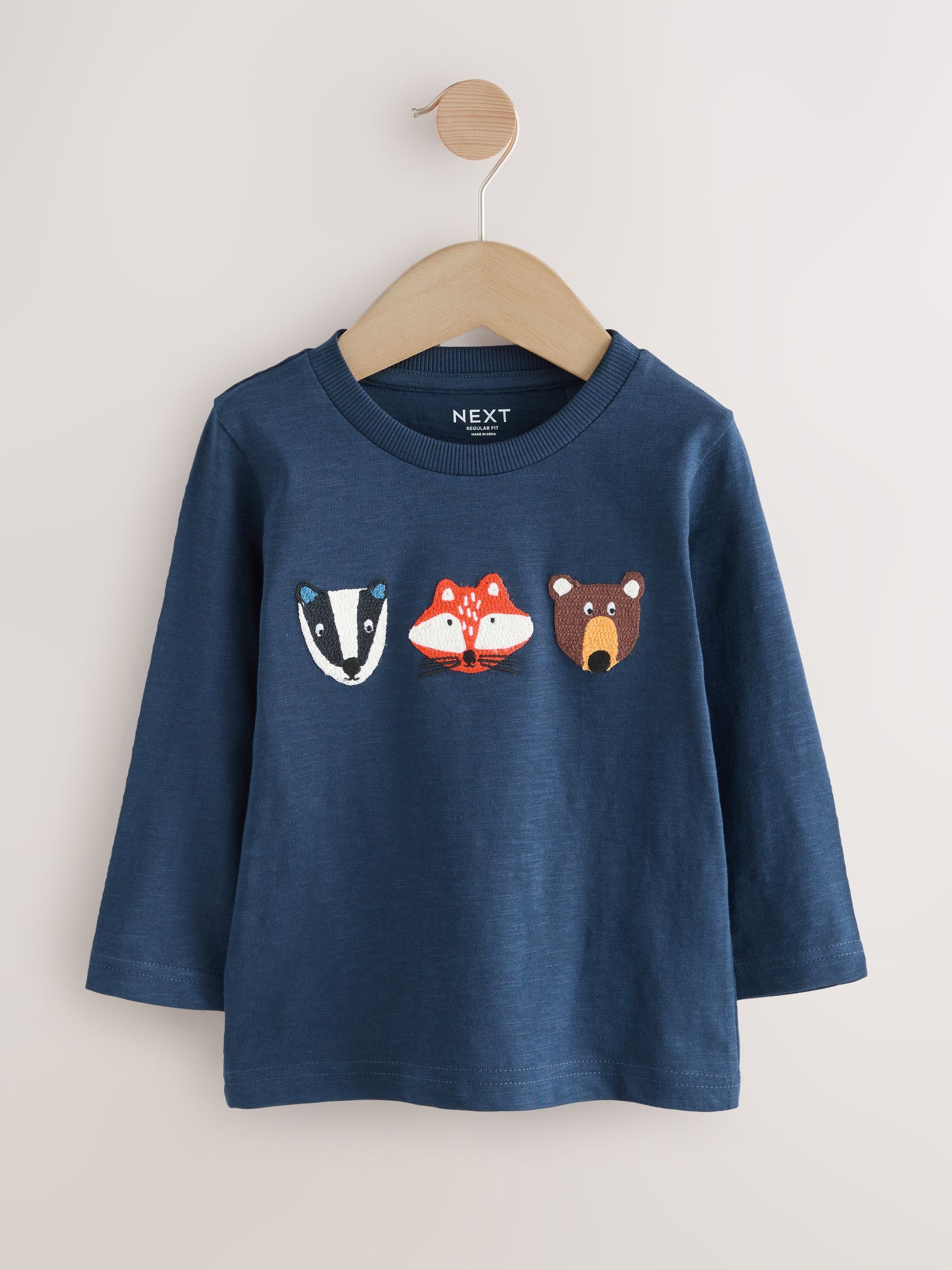 Blue Woodland Animal Long Sleeve Appliqué T-Shirt (3mths-7yrs) image 5