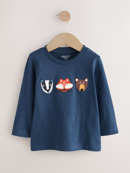 Blue Woodland Animal Long Sleeve Appliqué T-Shirt (3mths-7yrs) image 5