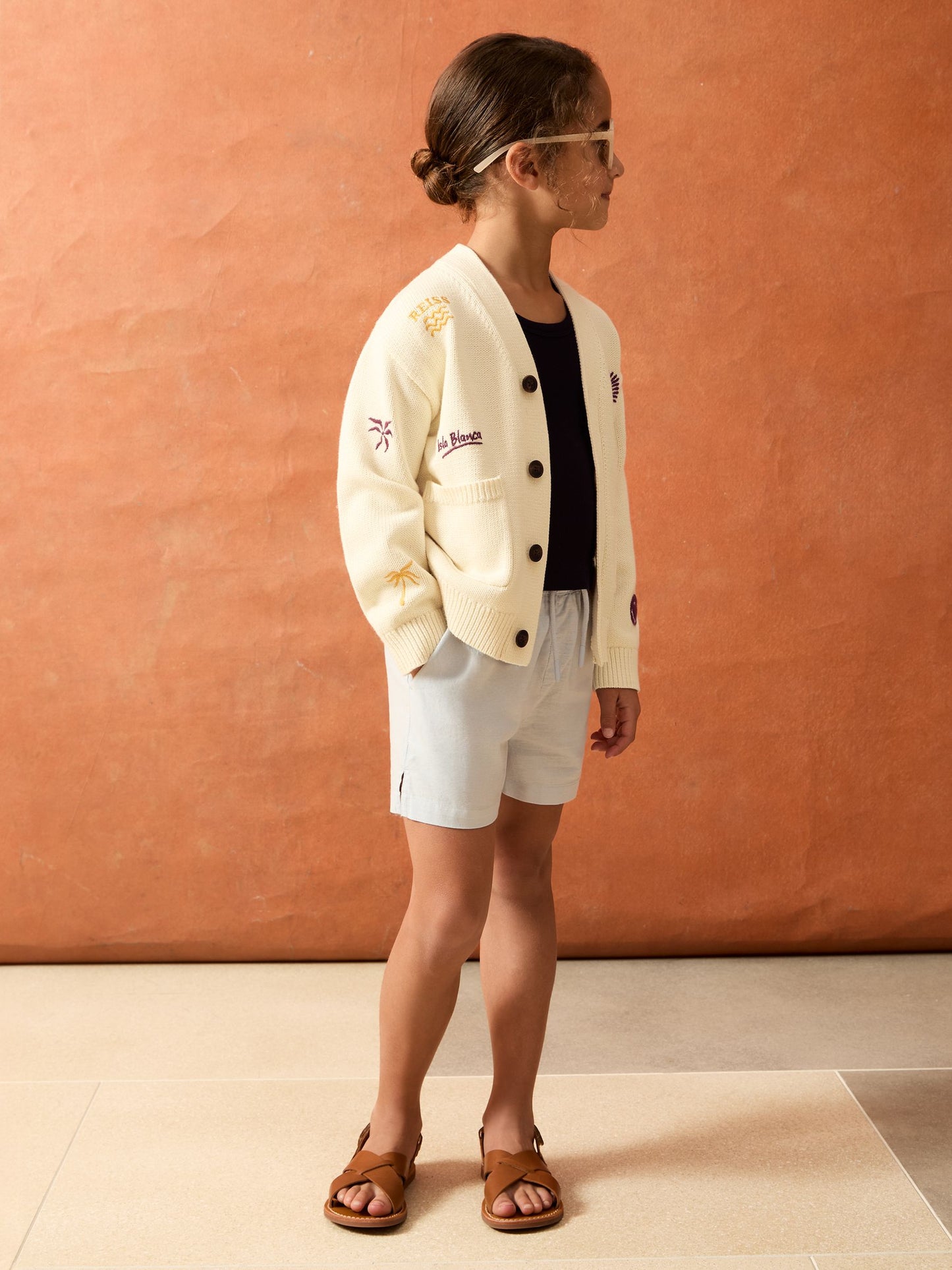 Dsiney Kidz - Reiss Off White Vedra 4-9 yrs SmileyWorld | Reiss Embroidery Cardigan Unisex Fit image 1