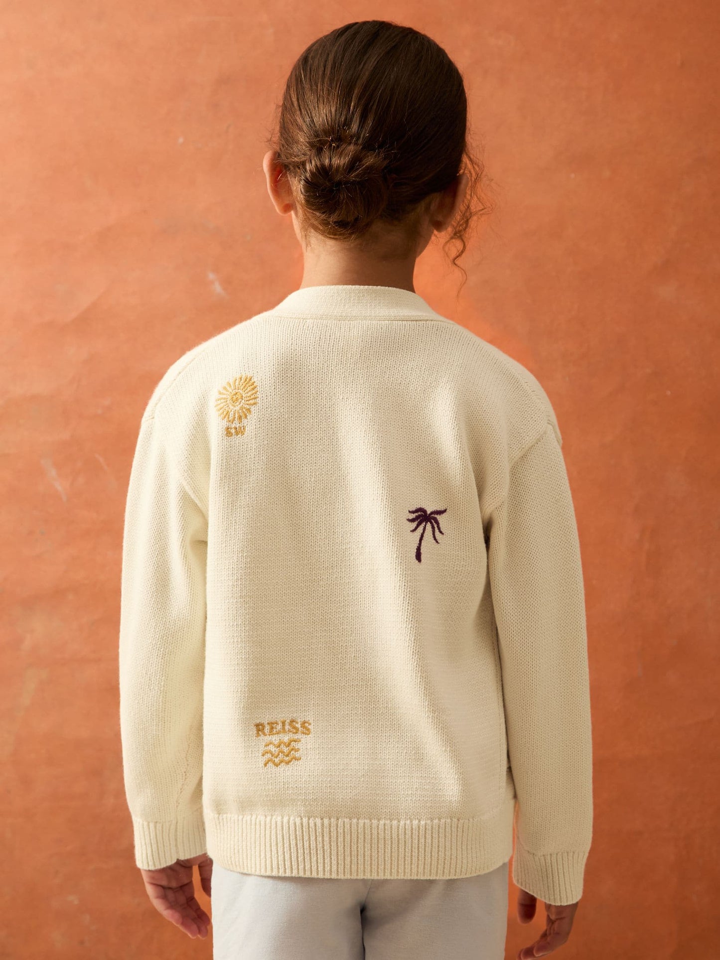 Dsiney Kidz - Reiss Off White Vedra 4-9 yrs SmileyWorld | Reiss Embroidery Cardigan Unisex Fit image 5