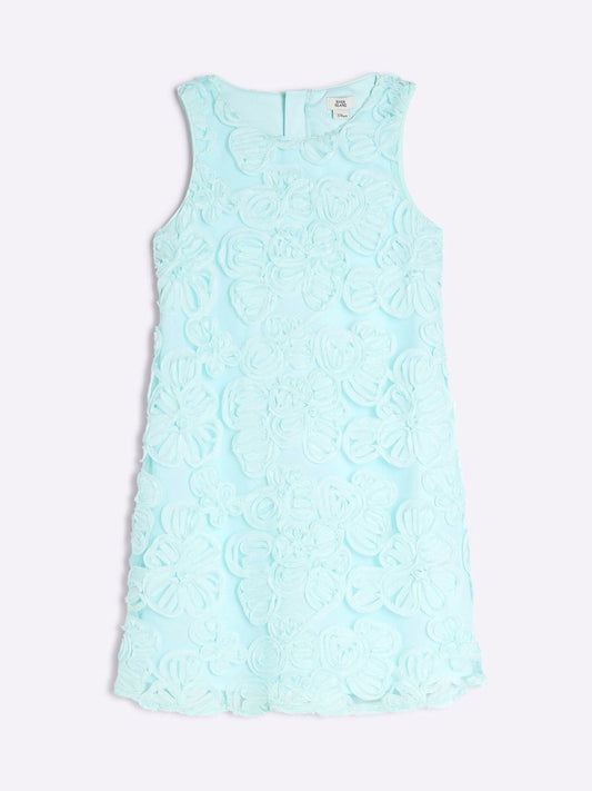 River Island Blue 3D Flower Shift Dress