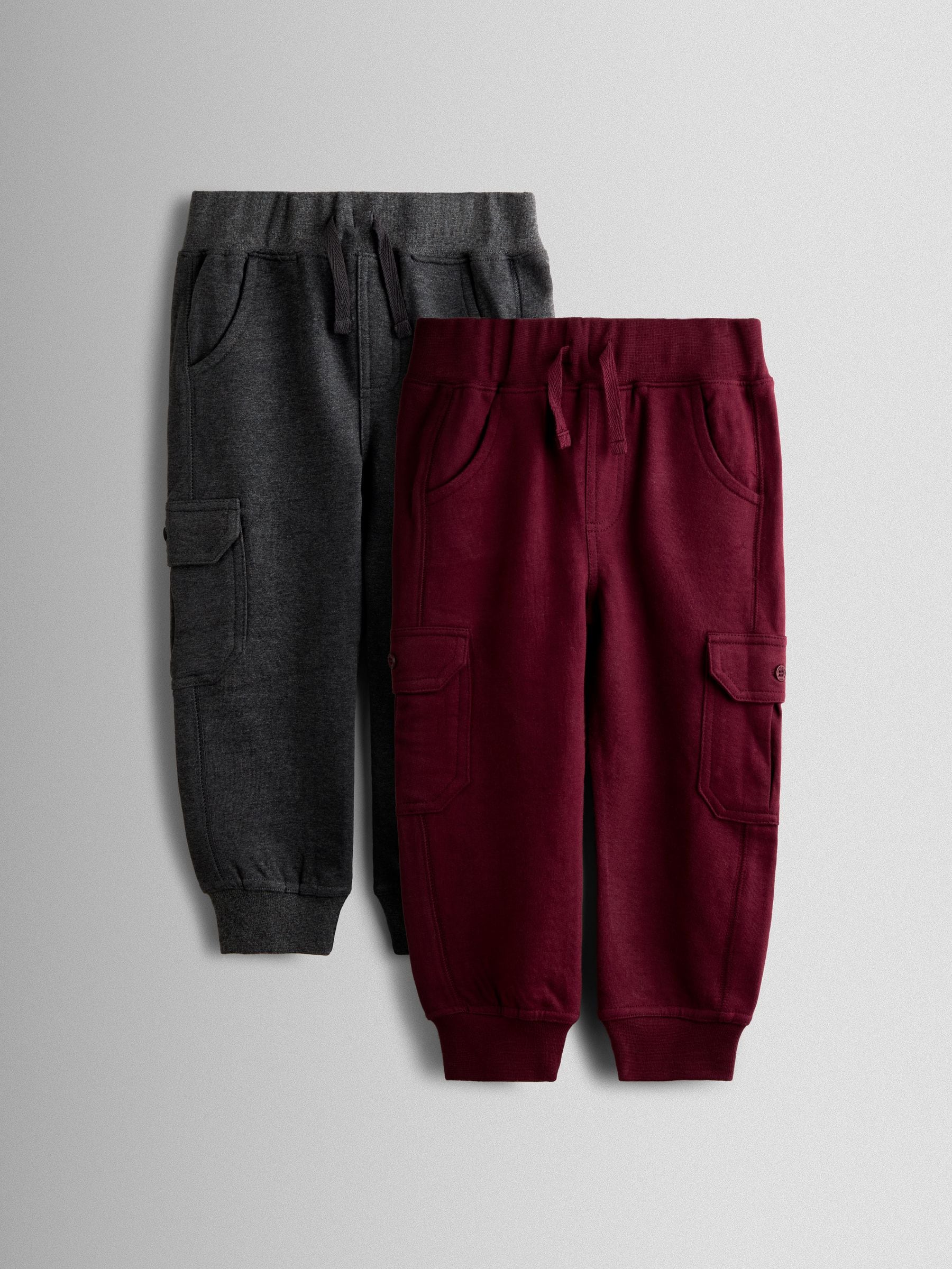 JoJo Maman Bébé Burgundy Red 2-Pack Cargo Joggers image 1