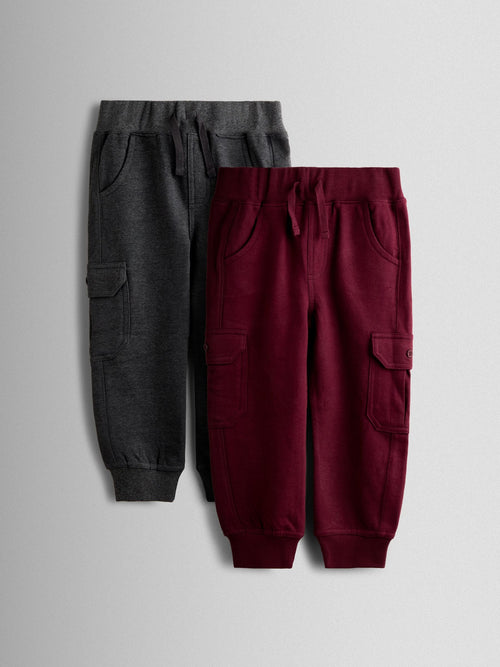 JoJo Maman Bébé Burgundy Red 2-Pack Cargo Joggers image 1