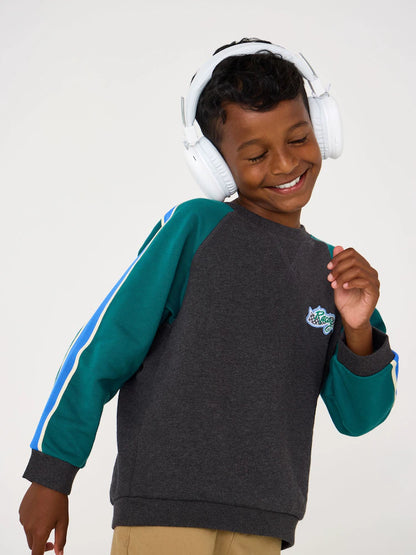 JoJo Maman Bébé Charcoal Grey Ready Set Race Applique Sweatshirt