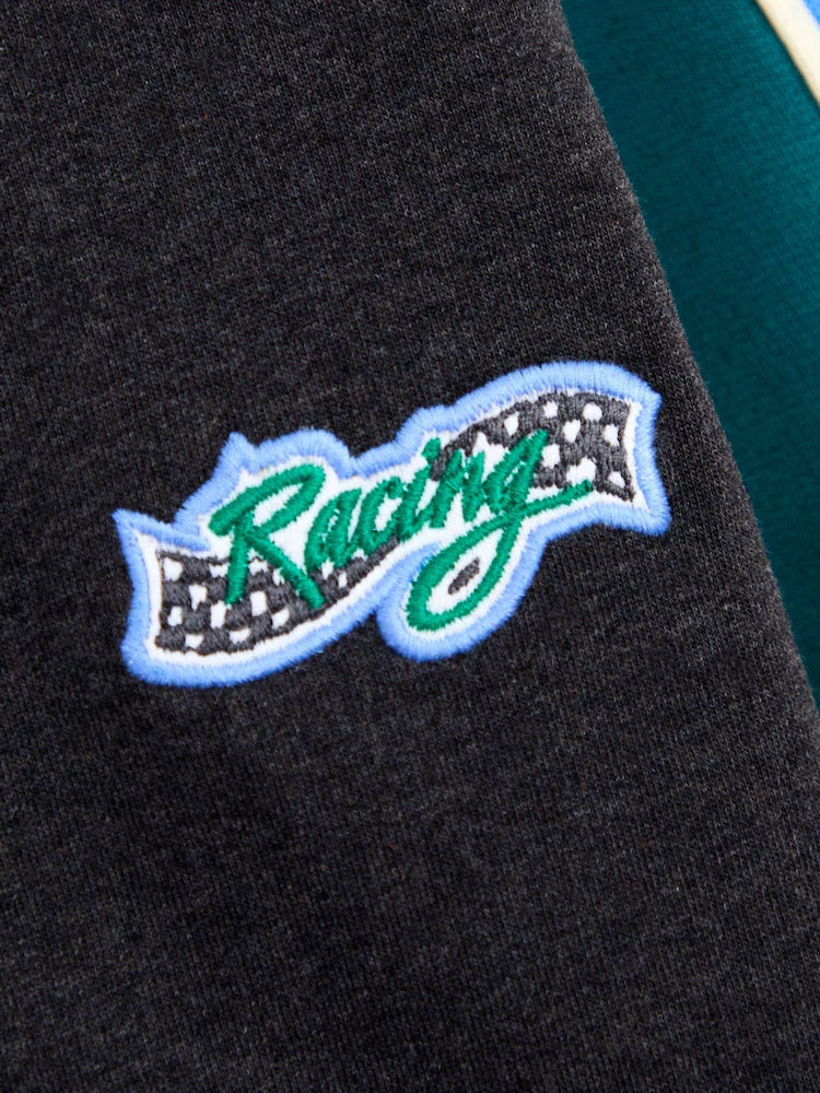 JoJo Maman Bébé Charcoal Grey Ready Set Race Applique Sweatshirt