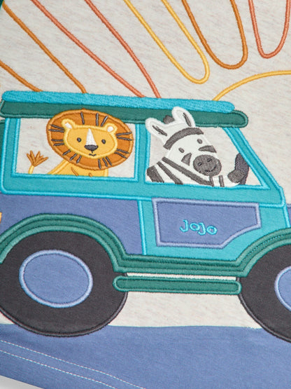 JoJo Maman Bébé Dark Green Jeep Applique Top image 3
