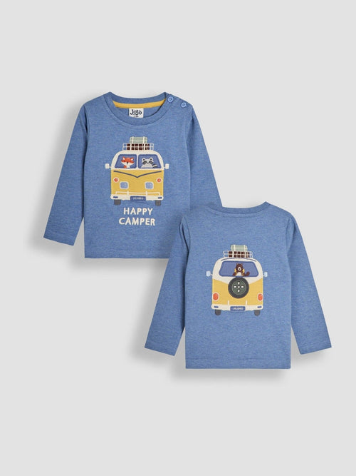 JoJo Maman Bébé Indigo Blue Happy Camper Applique Top image 1