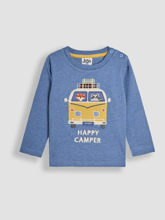 JoJo Maman Bébé Indigo Blue Happy Camper Applique Top image 2