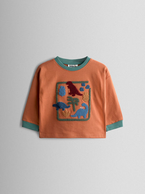 JoJo Maman Bébé Rust Orange Dino Appliqué Top image 1