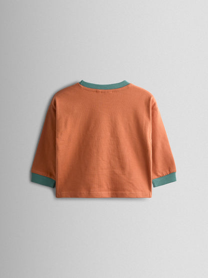 JoJo Maman Bébé Rust Orange Dino Appliqué Top image 3