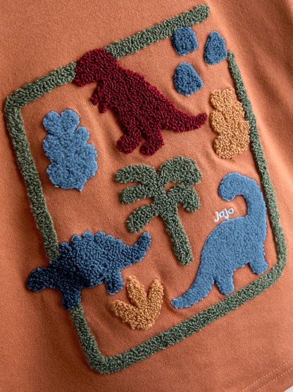 JoJo Maman Bébé Rust Orange Dino Appliqué Top image 4