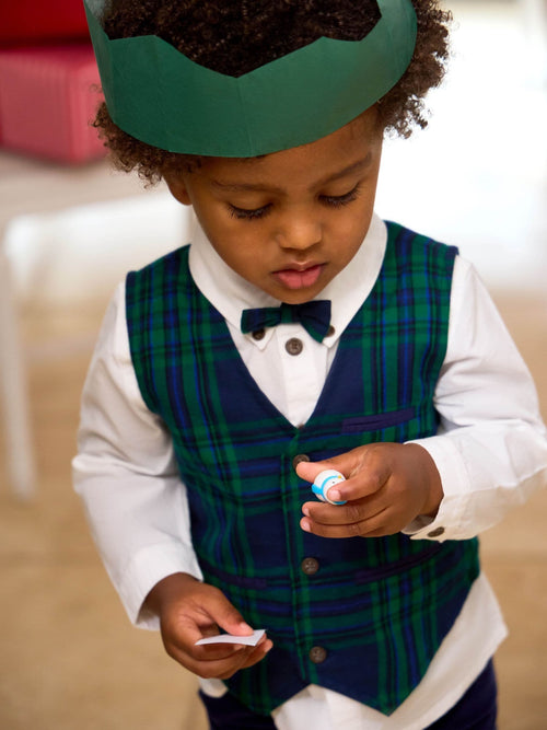 JoJo Maman Bébé Navy Blue 3-Piece Bow Tie Waistcoat & Shirt Set image 1