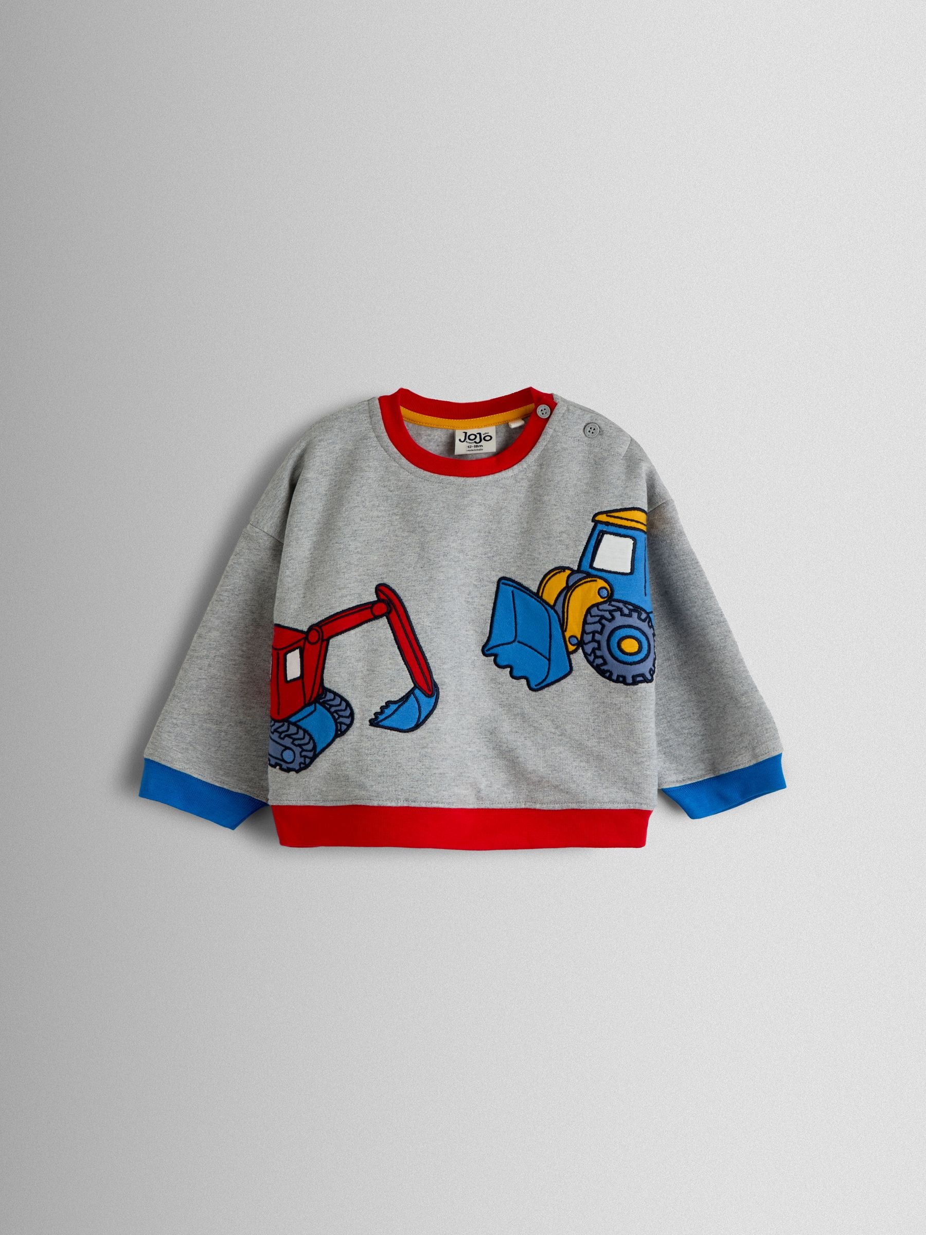 Dsiney Kidz - JoJo Maman Bébé Grey Construction Applique Sweatshirt image 1