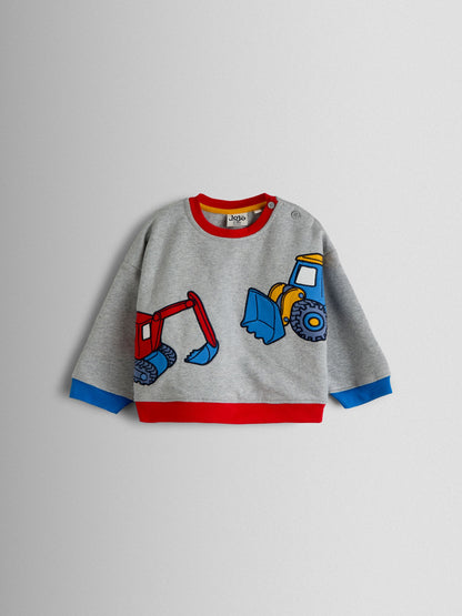 Dsiney Kidz - JoJo Maman Bébé Grey Construction Applique Sweatshirt image 1