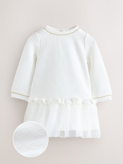 Baker by Ted Baker Jacquard Embossed Mesh Hem Dress