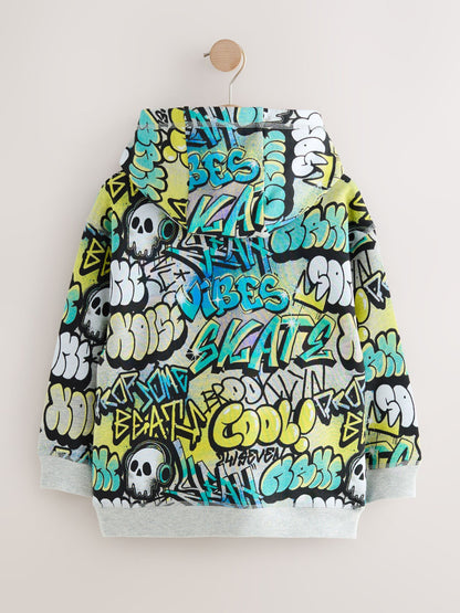 Blue Graffiti Older Boys Graphic Print Hoodie (3-16yrs)