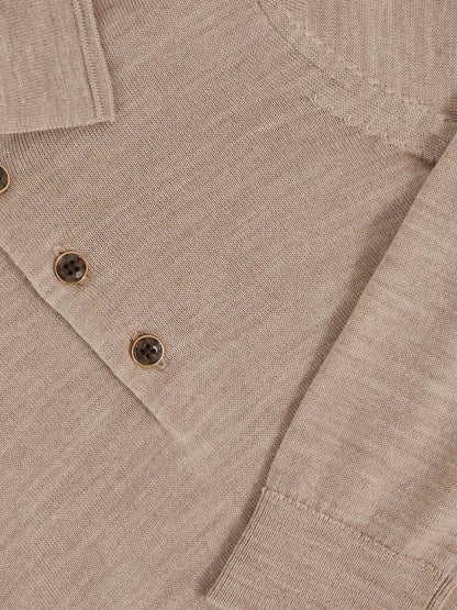 Dsiney Kidz - Reiss Wheat Melange Trafford 9-13 yrs Wool Long-Sleeve Polo Shirt image 4