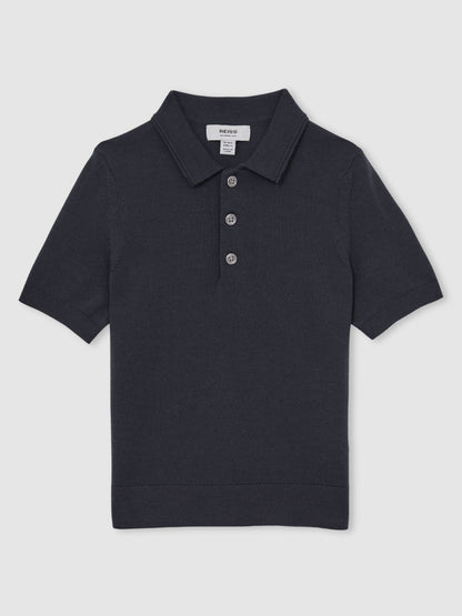 Dsiney Kidz - Reiss Midnight Navy Manor 3-9 yrs Wool Short-Sleeve Polo Shirt image 2