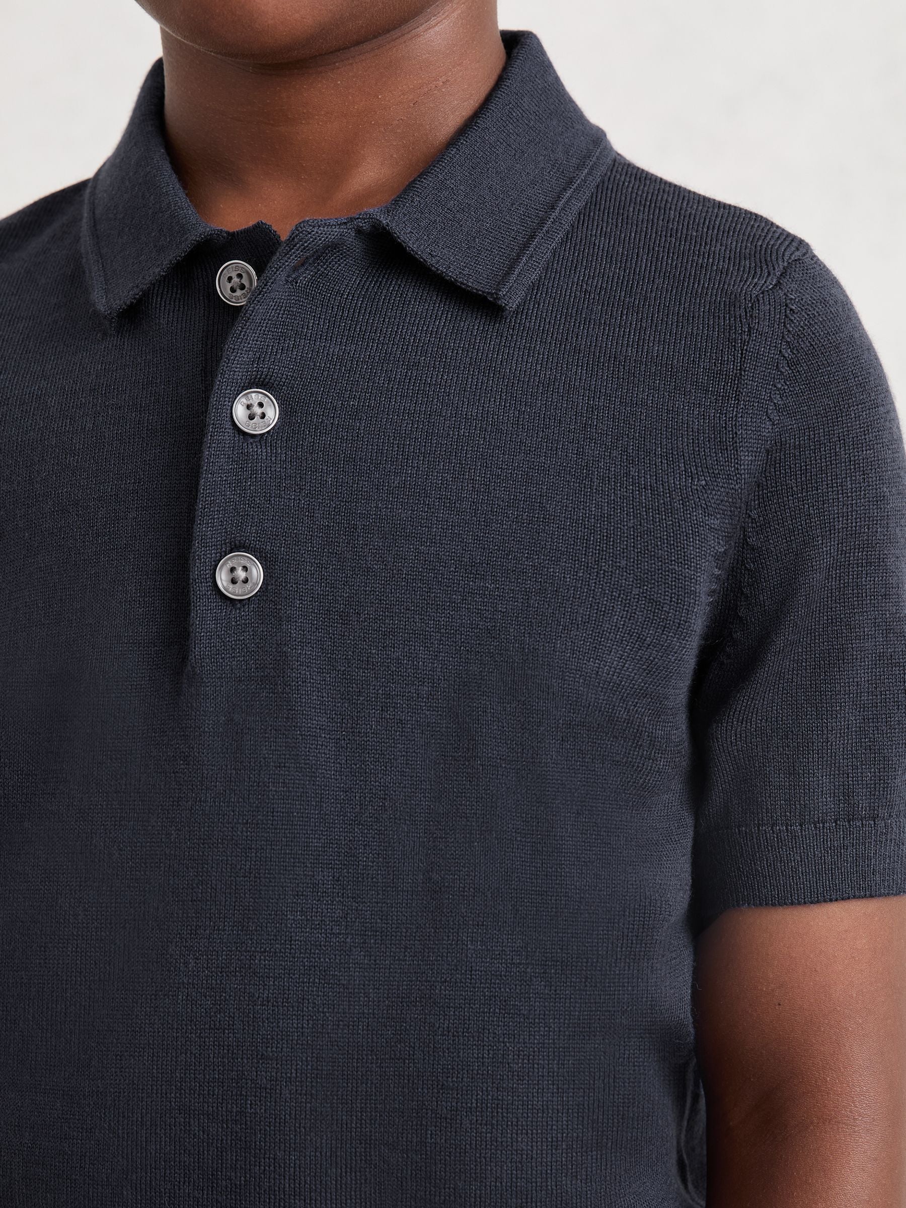 Dsiney Kidz - Reiss Midnight Navy Manor 3-9 yrs Wool Short-Sleeve Polo Shirt image 3