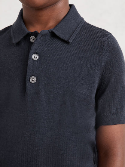 Dsiney Kidz - Reiss Midnight Navy Manor 9-13 yrs Wool Short-Sleeve Polo Shirt image 1