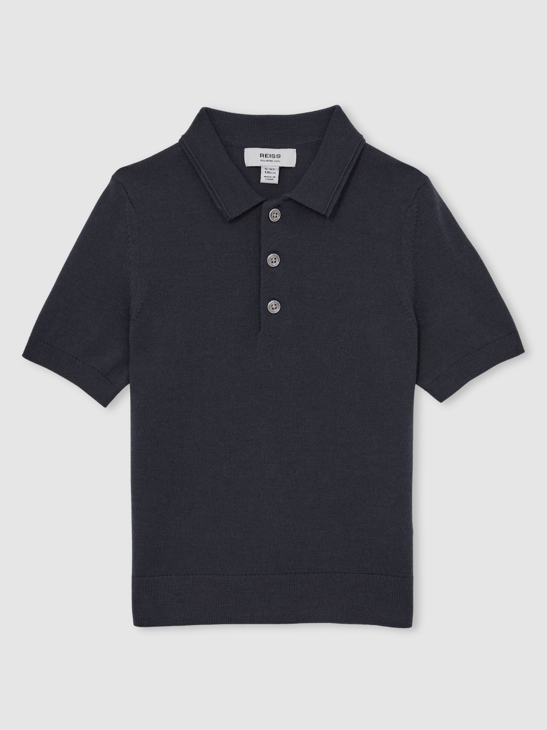 Dsiney Kidz - Reiss Midnight Navy Manor 9-13 yrs Wool Short-Sleeve Polo Shirt image 2