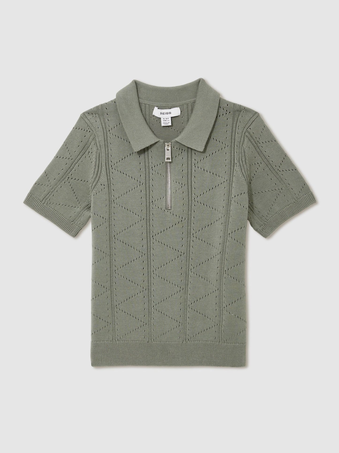 Dsiney Kidz - Reiss Sage Spey 9-13 yrs Half-Zip Pointelle Polo Shirt image 2