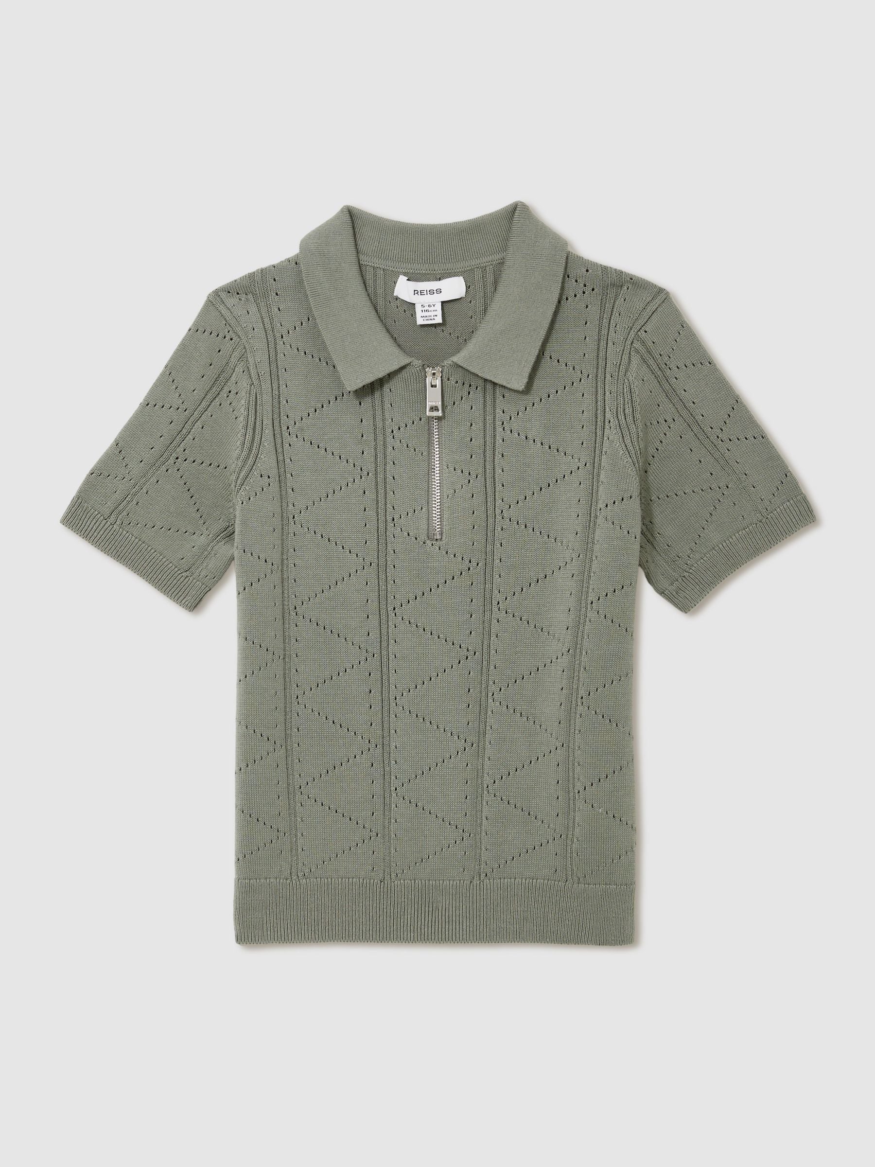 Dsiney Kidz - Reiss Sage Spey 9-13 yrs Half-Zip Pointelle Polo Shirt image 2