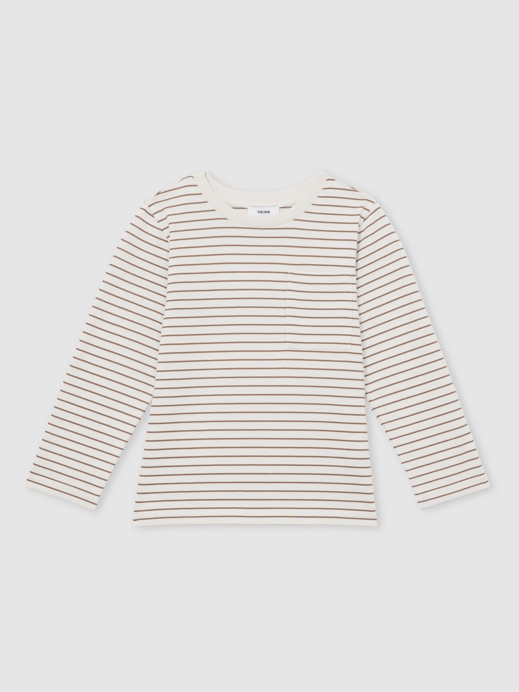 Dsiney Kidz - Reiss Off White/Camel Kenny 4-9 yrs Stretch-Cotton Stripe T-Shirt image 2