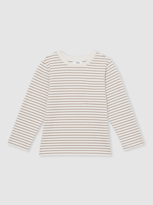 Dsiney Kidz - Reiss Off White/Camel Kenny 4-9 yrs Stretch-Cotton Stripe T-Shirt image 2