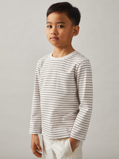 Dsiney Kidz - Reiss Off White/Camel Kenny 4-9 yrs Stretch-Cotton Stripe T-Shirt image 3