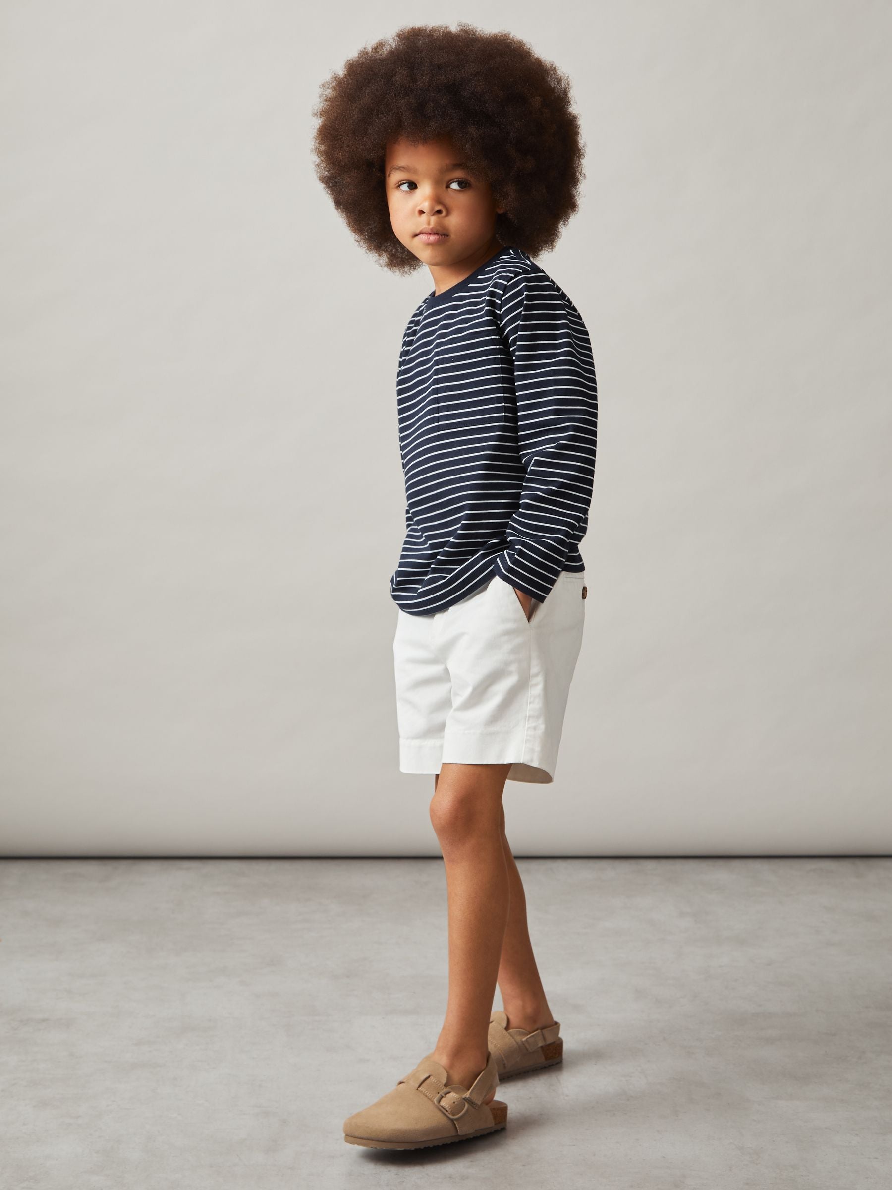 Dsiney Kidz - Reiss Navy/White Kenny 4-9 yrs Stretch-Cotton Stripe T-Shirt image 1