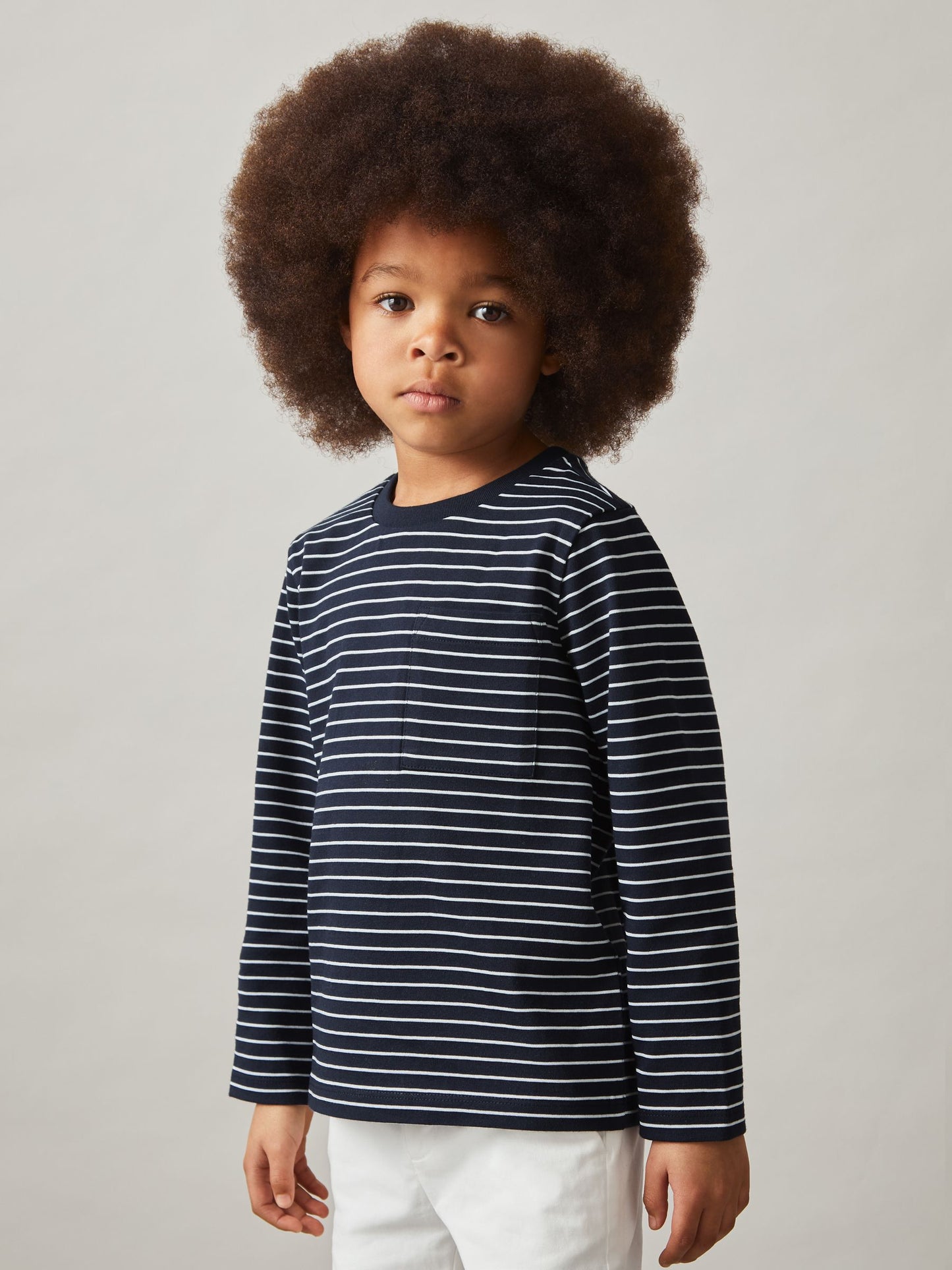 Dsiney Kidz - Reiss Navy/White Kenny 4-9 yrs Stretch-Cotton Stripe T-Shirt image 3