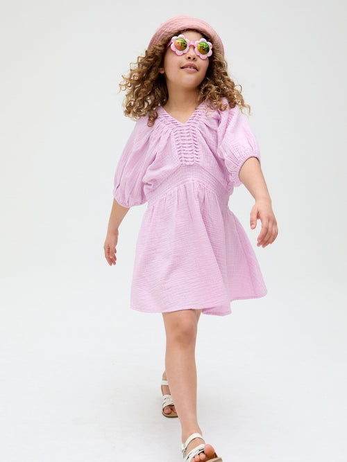 Dsiney Kidz - Raffya Purple Soipoi Double Cloth 100% Cotton Dress image 1