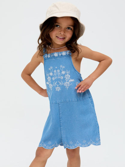 Raffya Blue Rachel Embroidered 100% Cotton Romper image 3