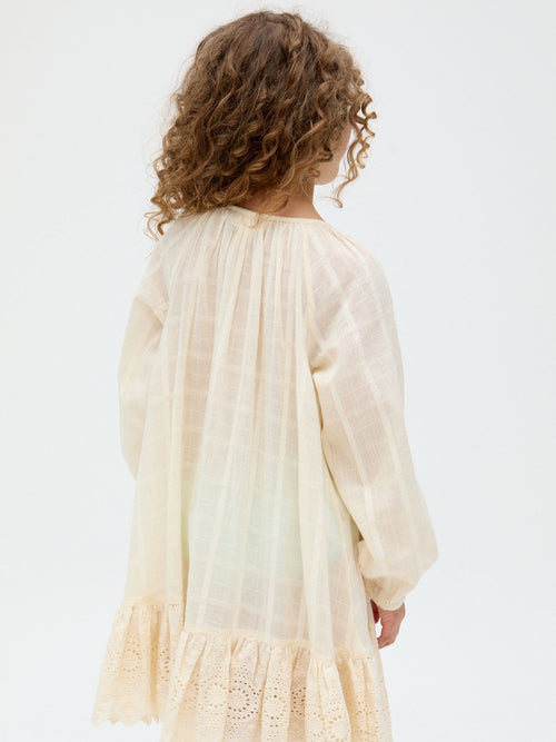 Dsiney Kidz - Raffya Cream Olivia Window Payne Check 100% Cotton Dress image 1