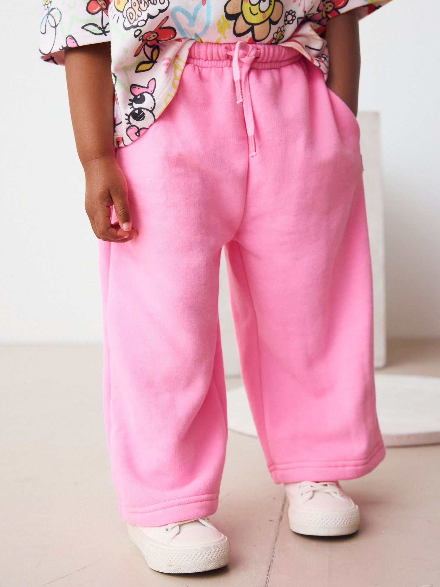 Bright Pink Wide Leg Sweat Joggers (3mths-7yrs) image 1