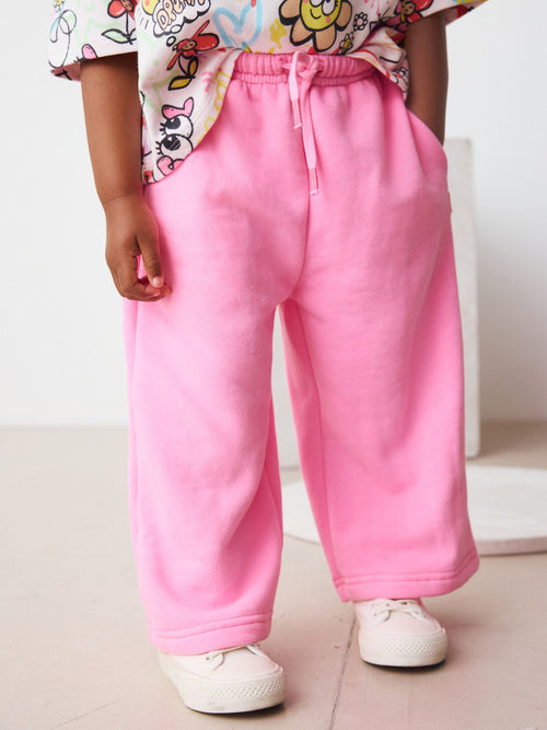 Bright Pink Wide Leg Sweat Joggers (3mths-7yrs) image 1