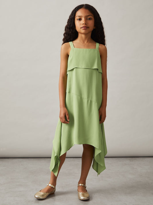 Reiss Green Alba 4-9 yrs Handkerchief-Hem Sleeveless Dress - image 1